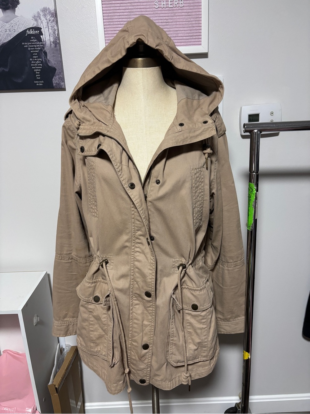Ardene Hooded Utility Anorak Jacket - Taupe
